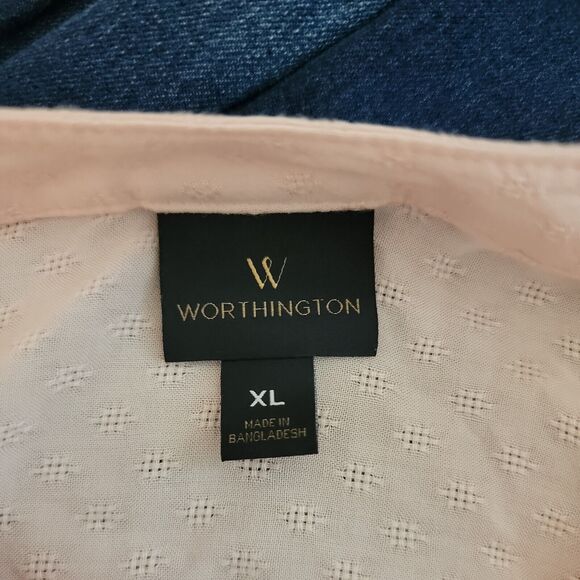 Worthington High Neck Classy Button Up Shirt ~ Sz XL ~ Pink ~ Long Sleeve - Picture 5 of 5